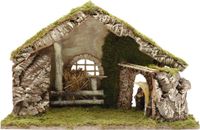 Euromarchi Crèche de Noël vide - Sans figurines - L50 x l21 x H32 cm - Bois/Mousse