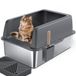 Gimars Roestvrijstalen kattenbak met kattenbakpedaal, donkergrijs, A