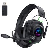 Krysenix Draadloze headset voor PS5, PS4, PC, Mac, Switch, smartphone | 2,4 GHz (USB & Type-C) & Bluetooth, 60H accu, RGB-licht, surround sound, lage latentie (≤ 20 ms), ruisonderdrukkende