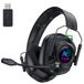 Krysenix Draadloze headset voor PS5, PS4, PC, Mac, Switch, smartphone | 2,4 GHz (USB & Type-C) & Bluetooth, 60H accu, RGB-licht, surround sound, lage latentie (≤ 20 ms), ruisonderdrukkende