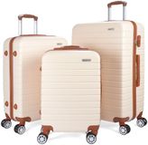 BRUBAKER Kofferset Paris - 3-delige Hardcase Kofferset met Handbagage - Reiskoffer Trolleys met Cijferslot, 4 Wielen en Comfort Handgrepen (M, L, XL - Crème Wit en Lichtbruin)