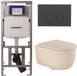 QeramiQ Dely Swirl Toiletset - 36.3x51.7cm - Geberit UP320 inbouwreservoir - met Burda frame - 35mm zitting - bedieningsplaat mat antraciet - ronde knoppen - mat beige