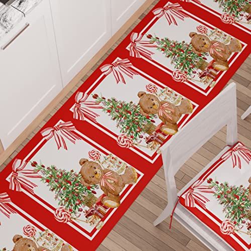 PETTI Artigiani Italiani - Keuken tapijt - Kerstmis - 52 x 280 cm - Design beer - Antislip en wasbaar - Made in Italy