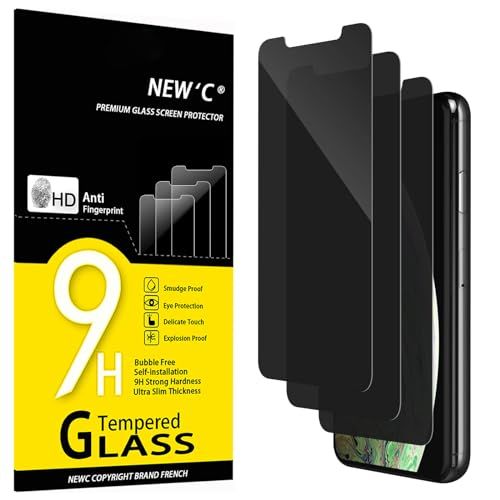 NEW'C 3 stuks, gehard glas tegen spionage voor iPhone 11 Pro Max, iPhone XS Max (6,5 inch), privacyhoek 35 graden uitgebalanceerd met oogbescherming, hardheid 9H, zonder luchtbellen