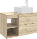 vidaXL Badkamermeubel Set 2 stuks Sonoma Eiken Bewerkt hout