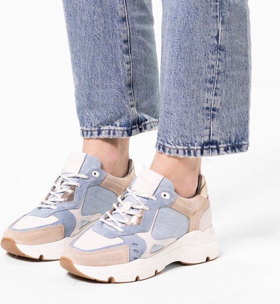 Manfield Dames Denim Sneakers Blauw Maat 41 - Lente/Zomer 2024