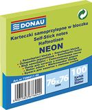 Karteczki DONAU self-adhesive notes, cube, 76 x 76 mm, 1 x 100 sheets, for office, school, neon green