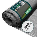 VOUNOT Privacy Netting 1 × 10 m Tuinscreening HDPE Shading Net, 75% Shading Rate UV-bestendig, scheurbestendig windscherm met gaten en kabelbinders, grijs