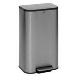 5Five Prullenbak Norvik - mat zilver - rvs metaal - 30 liter - 36 x 30 x 61 cm - afvalbak