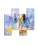 Homemania Afbeelding paarden, 4 delen, dieren, woonkamer, slaapkamer, meerkleurig, van MDF, 76 x 0,3 x 50 cm