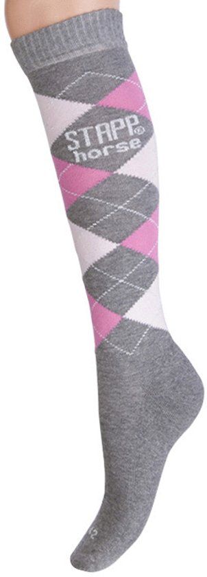 STAPP Horse Kniekous Horse Ruit Grijs&Roze&Fuchsia 35-38