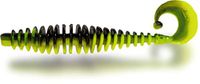 Magic Trout Premium T-Worm Angel accessoires forellen vissen rubberen vis met twister staart, neon geel/zwart, 5,5 cm