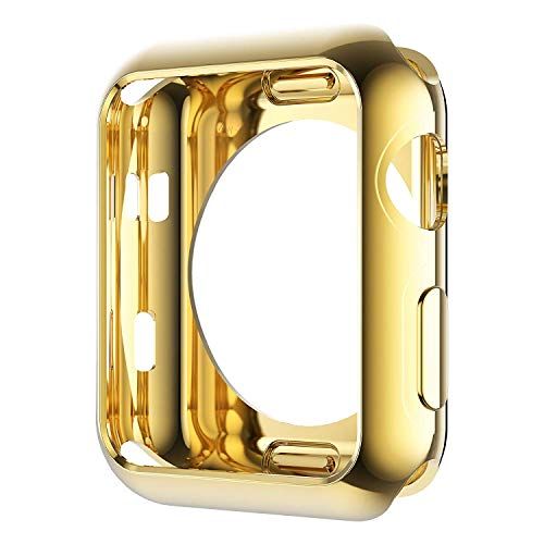 Leotop Compatibel met Apple Watch Case 40 mm, Zachte TPU-behuizing Beschermfolie Slanke screenprotector Bumper Rondom Cover voor iWatch Series 6 5 4 SE (40 mm, Goud)