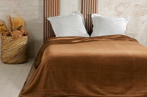 LINDER Sprei van fluweel, reliëf, 240 x 260 cm, bruin