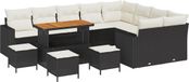 vidaXL Banc de jardin 13 pièces noir polyrattan