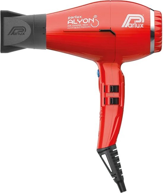 Parlux Alyon. Professionele haardroger met negatieve ionen. Krachtig en licht. Sneldrogend. Made in Italy. Kleur: rood.