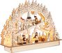 Brubaker 3D-lichtboog, LED-lichtboog, slee in het bos, kerstverlichting van natuurlijk hout, 22 x 32 x 9 cm, handbeschilderde figuren, kerstdecoratie voor tafel en raam