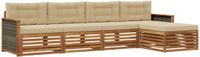 vidaXL Acacia Hout Bank Loungeset 5-Zits Natuurlijk en Beige