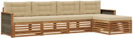 vidaXL Acacia Hout Bank Loungeset 5-Zits Naturel et Beige
