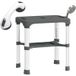Tabouret de douche réglable en hauteur avec étagère intégrée et barre d'appui à ventouse pour personnes âgées et handicapées, gris