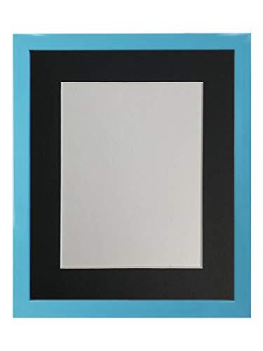 FRAMES BY POST 0.75 Inch Blauw Foto Frame met Zwarte Mount 18 x 12 Afbeeldingsgrootte 14 x 8 Inch Plastic Glas