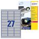 AVERY L6011-20 Set met etiketten voor het identificeren van elektrische kabels, zilver, 63,5 x 29,6, 540 stuks