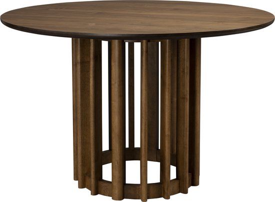 Dutchbone Barlet Eettafel Rond 120 cm Hout Walnoot - Bruin
