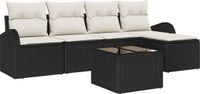 vidaXL Tuinbank Set met kussen 6 stuks Zwart Polyrattan