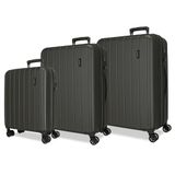 Movom Wood Kofferset, grijs, 55/65/75 cm, stijf, ABS, TSA-sluiting, 217 l, 11,3 kg, 4 dubbele wielen, handbagage, grijs, Talla única, kofferset, grijs.