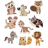 Diamond Pracht Creatives Diamond Painting stickerset, motief wilde dieren, knutselset voor het maken van stickers met glanzende stenen, voor kinderen vanaf 5 jaar
