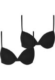 Urban Classics Damesbeha Basic Cotton Bra Lace 2-pack, katoenen beha met kant, verstelbare bandjes, gevoerd, verpakking van 2 stuks, zwart + zwart., 75A