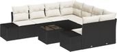 vidaXL Salon de jardin 9 pièces noir et crème poly rotin