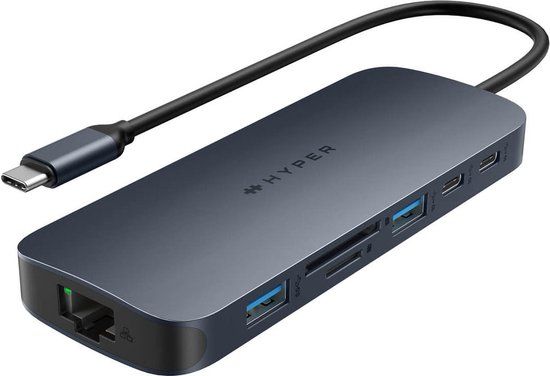 Hyper HD4005GL laptop dock & poortreplicator USB 3.2 Gen 2 (3.1 Gen 2) Type-C Blauw