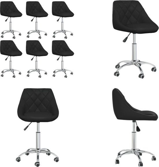 vidaXL Eetkamerstoelen draaibaar 6 stuks kunstleer zwart