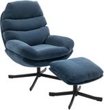 HOMCOM Accentstoel met Ottoman Chenille, staal 78L x 93B x 100H cm Blauw