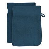 Soleil d'Ocre Lagune Set van 2 washandjes, katoen, blauw, 16 x 21 cm