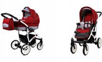 BabyLux® Kinderwagen 2in1 – LARGO - CHILI SILVER WHITE FRAME