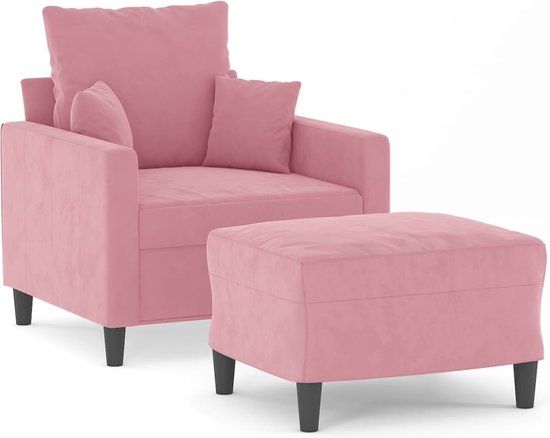 VidaXL Fauteuil met voetenbank 60 cm fluweel roze