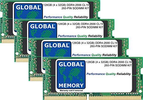 GLOBAL MEMORY 128 GB (4 x 32 GB) DDR4 2666 MHz PC4-21300 260-PIN SODIMM Memory Ram Kit voor 27 inch Retina 5K iMac (2019/2020)