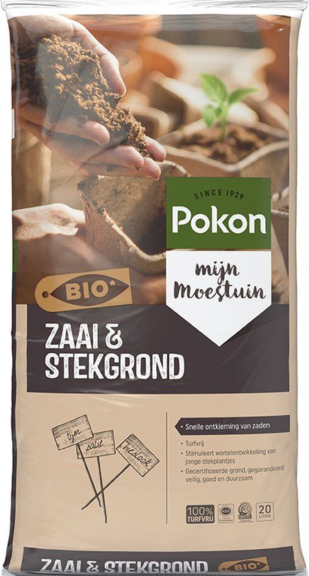 Pokon Bio Zaai- en Stekgrond - 20l - Turfvrij (biologisch) - Stimuleert wortelontwikkeling