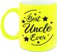 Bellatio Decorations Bol Best Uncle Ever cadeau mok / beker - neon geel - 330 ml - verjaardag / bedankje oom