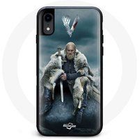 Maniacase Hoesje voor iPhone XS Vikings Series Seizoen 6 Ragnar Lothbrok logo V Sword Grey Fog