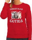 Bellatio Decorations Katten Kersttrui sweater - Christmas cuties - rood - dames - XL