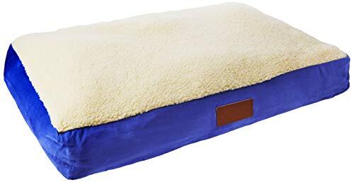 Ellie-Bo Hond Bed met Faux Suede en Schapenvacht Topping voor Hond Kooi/Kat Medium 76,2 cm, 71x48x10cms to fit 30 inch Medium Cage, Blauw