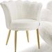 tectake® Fauteuil Stella - Kuipstoel met armleuning – Comfortabele Eetkamerstoel – Keukenstoel – Dikke vulling – Voor woonkamer en eetkamer – Met imitatiebont bekleding - crème/goud