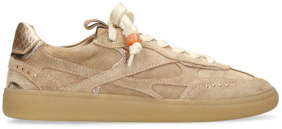 Manfield Dames Beige Suède Sneakers Maat 41
