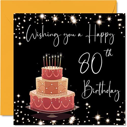 80e Stuff4 80e verjaardagskaart voor dames en heren - stijlvol elegant - gelukkige verjaardagskaarten voor 80-jarige vrouw overgrootmoeder opa mama vader tante 145 mm x 145 mm tachtig tachtigste verjaardag