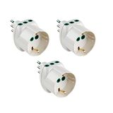 FANTON 82210-B3 - Set van 3 tweefasige Schuko-adapters van klein stopcontact 10 A naar 2 kleine Italiaanse stopcontacten, 1 Italiaans/Duits stopcontact, 16 A, verticaal systeem