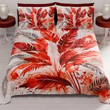 PETTI Artigiani Italiani Zomersprei voor tweepersoonsbed, 260 x 270 cm, 100 g/m², omkeerbaar, voor tweepersoonsbed, lente, licht dekbed, rode palm, 100% Made in Italy