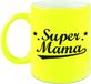 Bellatio Decorations Bol Super mama tekst cadeau mok / beker - neon geel - 330 ml - Moederdag / verjaardag